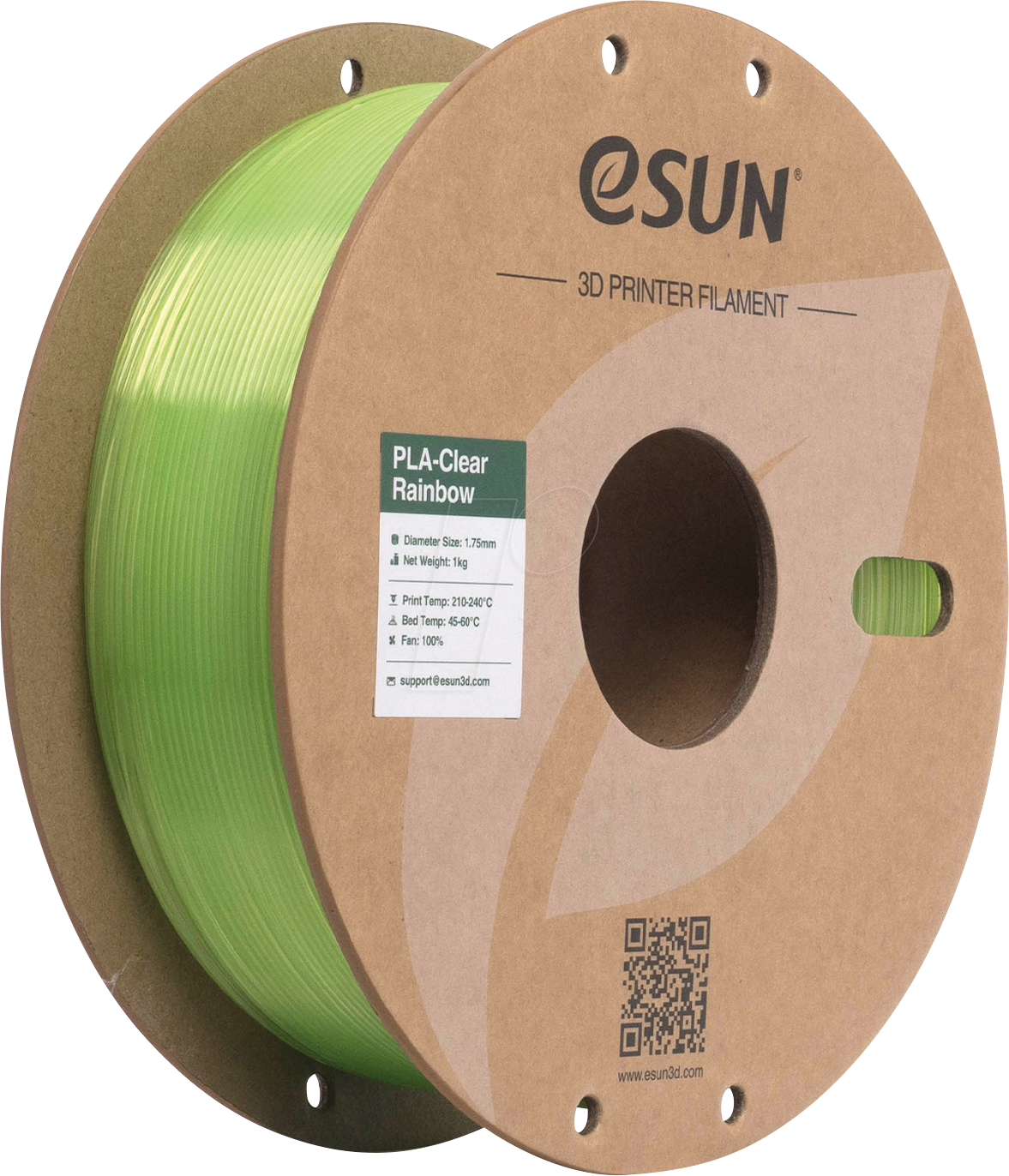 ESUN 72217850 - Filament, PLA-Clear, 1,75 mm, kristallgrün, 1 kg
