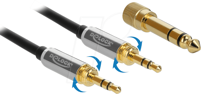 DELOCK 85788 - Kabel Klinke 3 Pin 3,5 mm St > St, 6,35 mm Schraubadapter 5,0 m