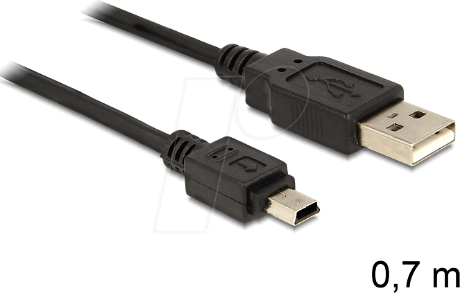 DELOCK 82396 - USB 2.0 Kabel, A Stecker auf Mini B Stecker, 0,7 m