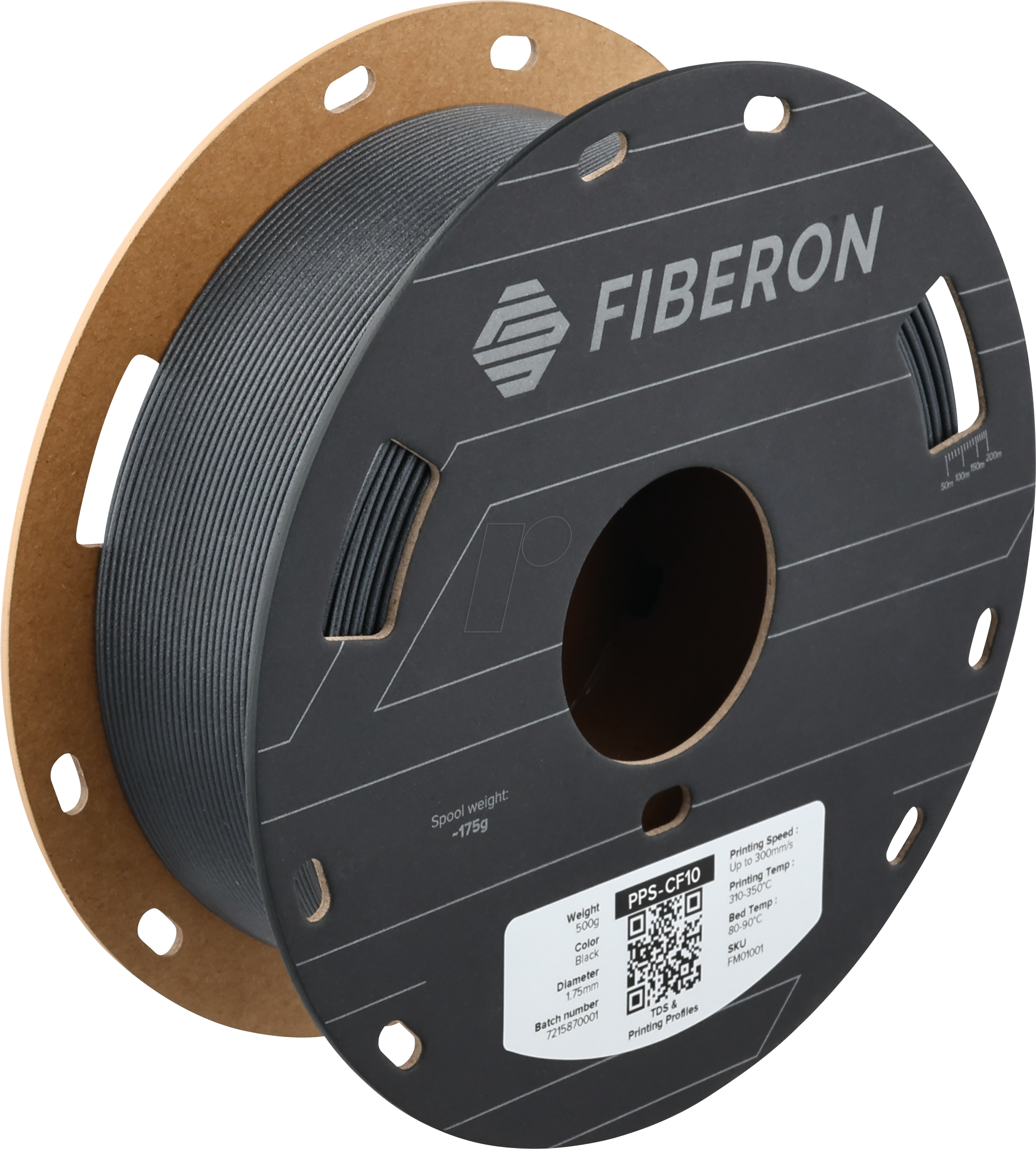 POLYMAKER M01001 - Filament, Fiberon PPS-CF10, Black, 1,75 mm, 500g
