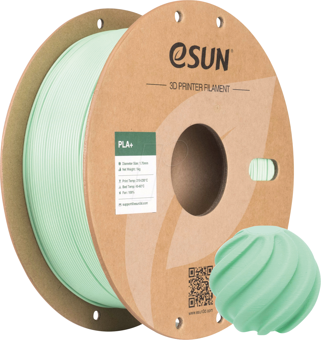ESUN 72216426 - Filament, PLA+, 1,75 mm, minzgrün, 1 kg