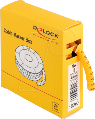 DELOCK 18362 - Kabelmarker Box, Nr: 8, gelb, 500 Stück