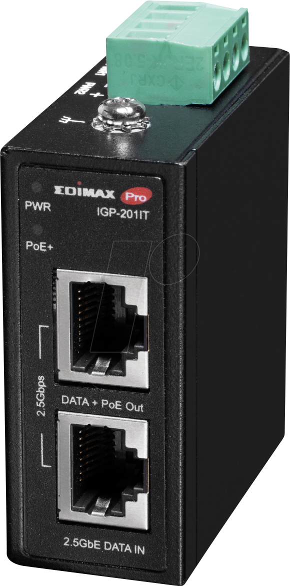 EDI IGP-201IT - Industrieller PoE+ Injektor, 2,5 Gigabit Ethernet