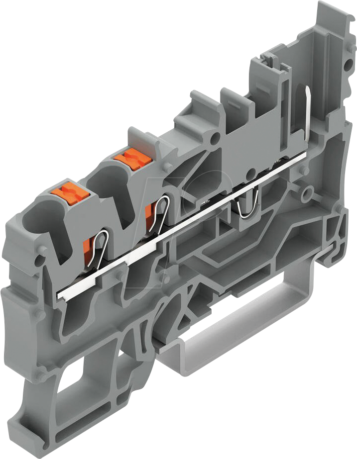 WAGO 2222-1301 - 2-Leiter/1-Pin-Basisklemme, mit Drücker, 2,5 mm², grau