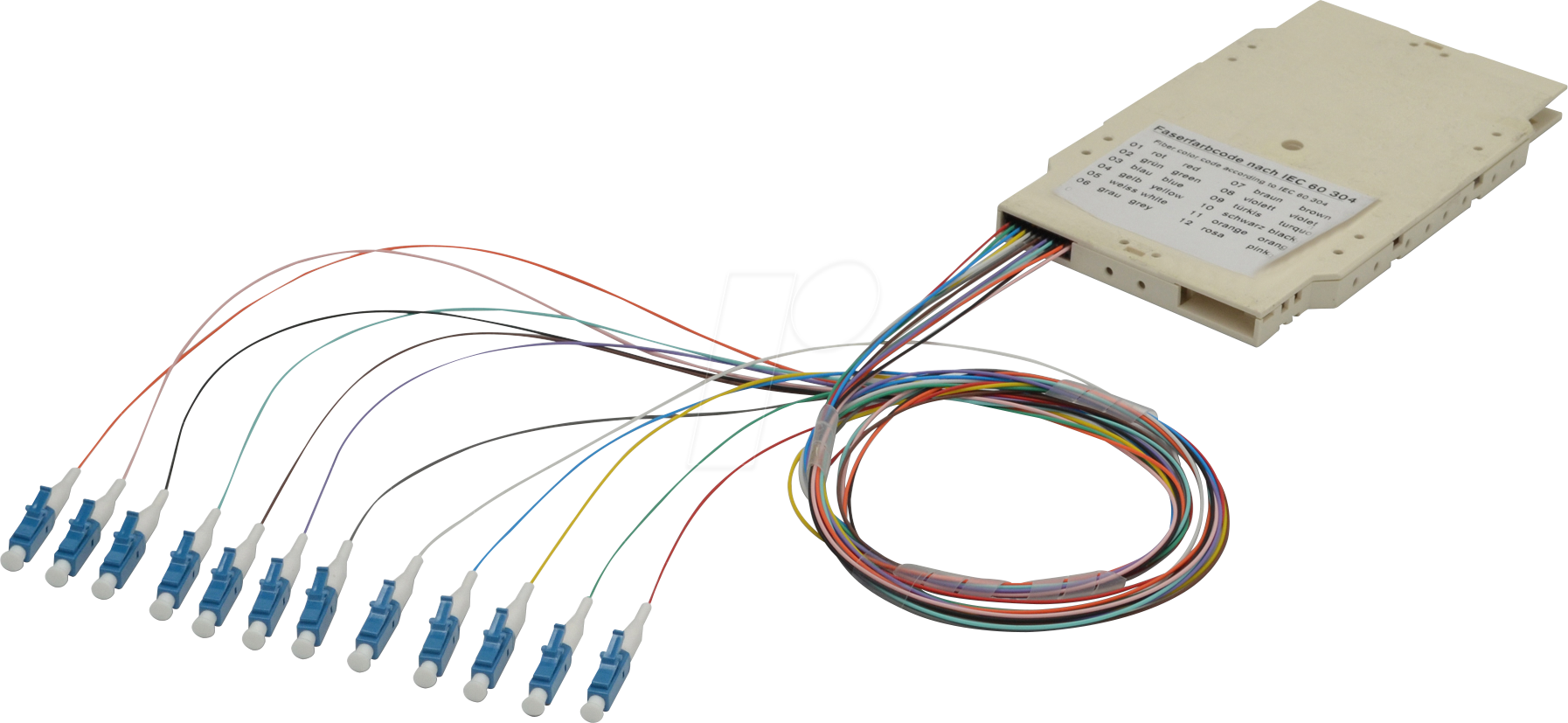 DIGI 9693302UPC - LWL Spleißkassette mit 12 farbigen Pigtails, LC, OS2