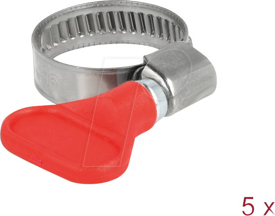 DELOCK 19513 - Schlauchschellen mit Flügelmutter, 16 - 25 mm, 5 Stück, Edelstah