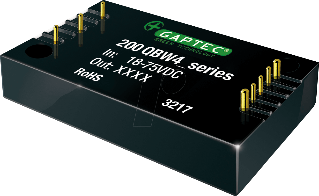 Thumbnail - 200QBW4_4824S225 - DC/DC-Wandler, 200 W, 24 V, Q-Brick, 61,8 x 40,2 x 12,7 mm