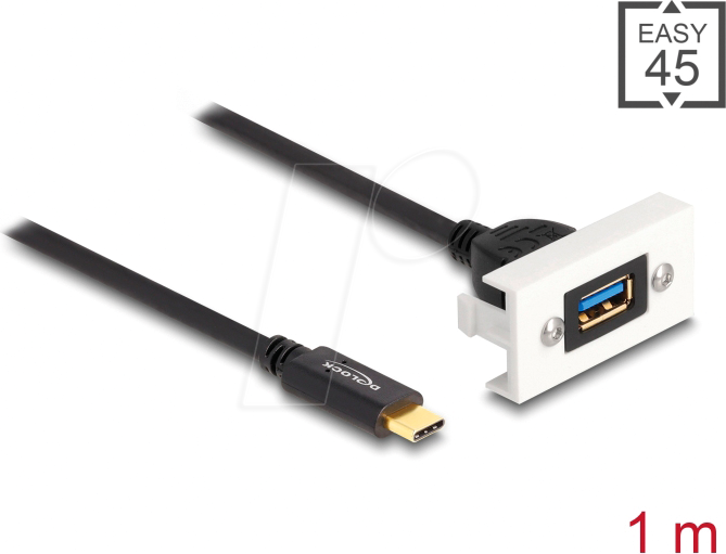 DELOCK 81388 - Easy 45 USB Modul, USB Typ-A > USB Type-C™, 22,5 x 45 mm