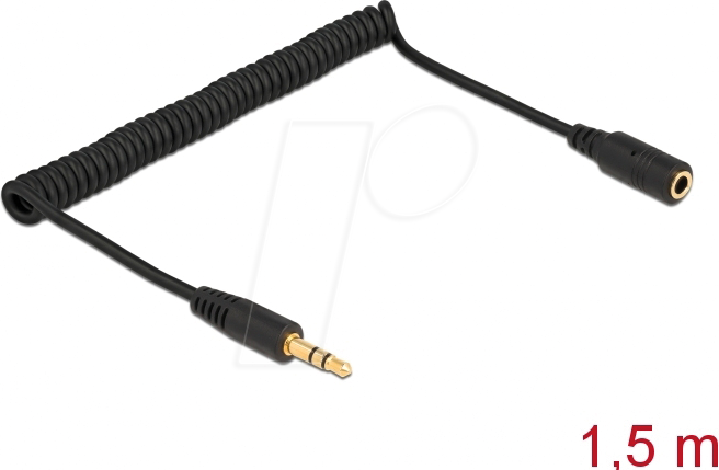 DELOCK 86768 - Kabel Klinke, Verlängerung 3,5 mm, Spiral, 1,5 m