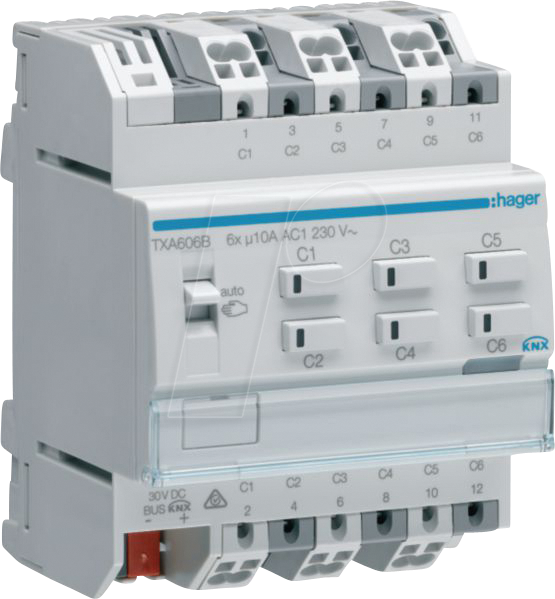 HAGER TXA606B - Schalt-/Jalousieaktor 6/3-fach KNX easy, 10A