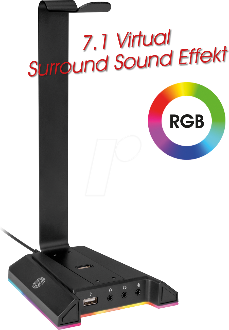 MYW HK2L - Kopfhörerständer, USB-Hub, Audio, RGB