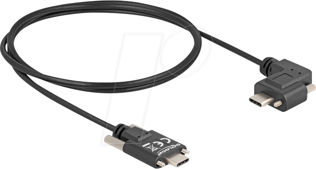 DELOCK 80956 - USB 2.0 Kabel, C Stecker mit Schrauben, 90° links/rechts, 1 m