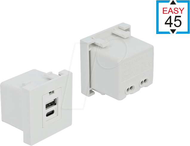 DELOCK 81313 - Easy 45 Modul USB Ladeport 1 x USB Typ-A + 1 x USB Type-C™