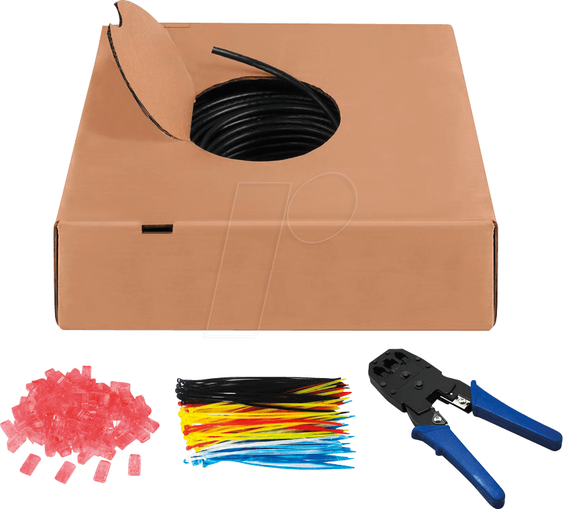 GOOBAY 55441 - CAT.6 Outdoor Netzwerkkabel-Set, U/UTP, 305 m, schwarz