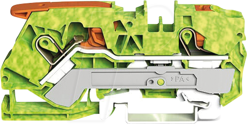 WAGO 2110-5207 - 2-Leiter-Schutzleiterklemme, mit Hebel und Drücker 10 mm², grün-