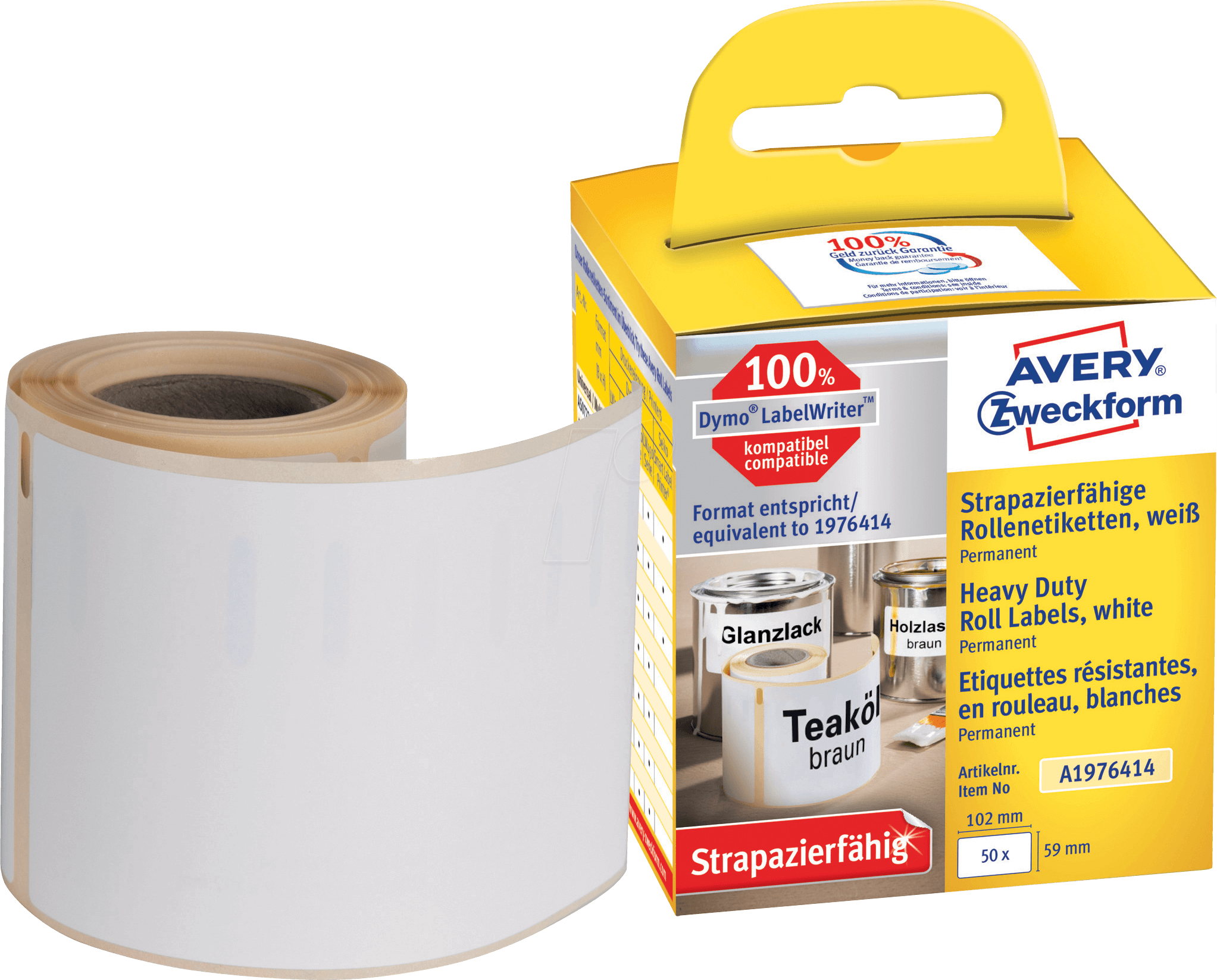 AVZ A1976414 - Rollenetiketten A1976414, 59x102mm, weiß