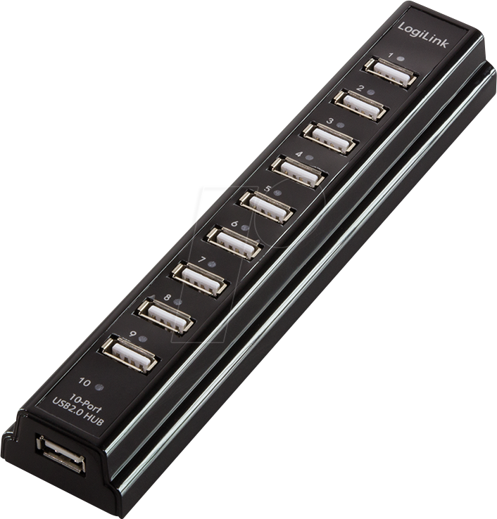 LOGILINK UA0096 - Logilink USB 2.0 Hub 10-Port mit Netzteil,schwarz