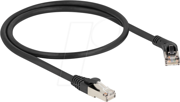 DELOCK 80488 - Patchkabel Cat.6A S/FTP, 45° rechts / gerade, 0,5 m, schwarz