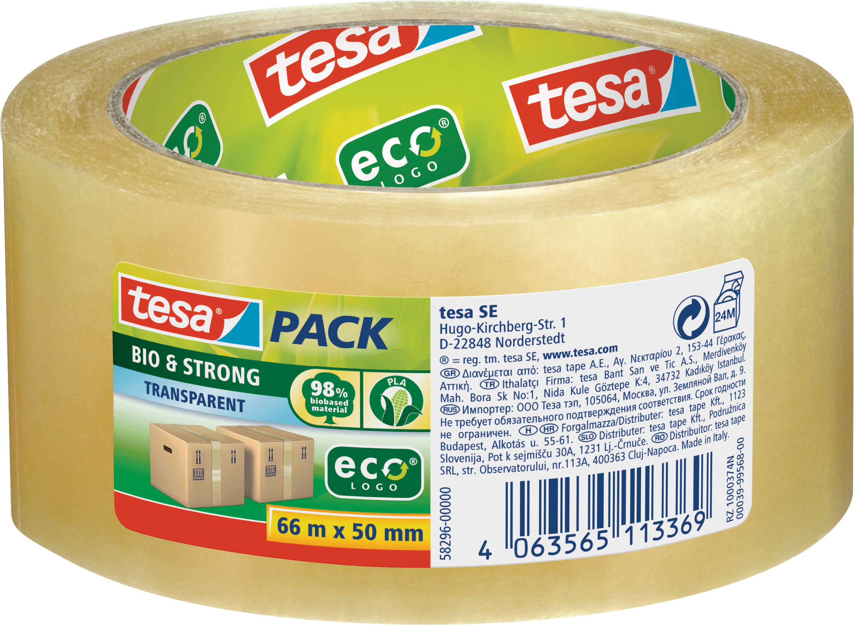TESA 58296 - tesapack® Bio & Strong, 66 m x 50 mm, transparent