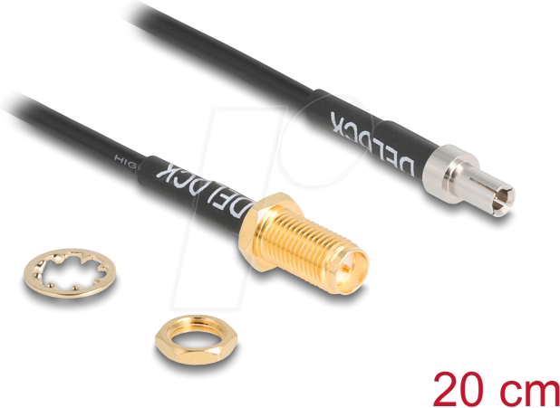 DELOCK 90919 - RP-SMA Buchse TS-9 Stecker, RG-174, 20 cm