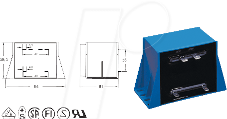 Thumbnail - EI 66/34,7 209 - Printtrafo, 50 VA, 2x 9 V, 2x 2,78 A, RM 35 mm