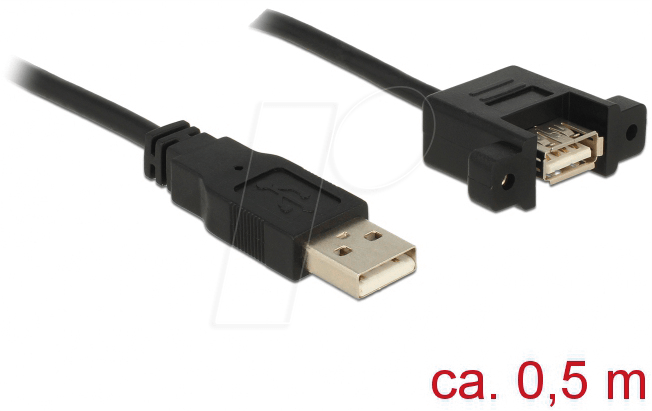 DELOCK 85461 - Einbau-Kabel USB 2.0 A Stecker > USB 2.0 A Buchse, 50 cm