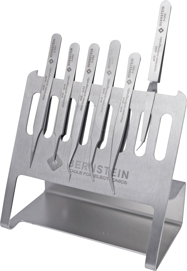 BERN 5 050 V - SMD-Pinzettensatz, 6-teilig, mit Werkzeugständer