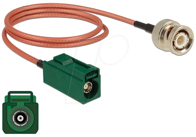 DELOCK 89681 - HF-Kabel, FAKRA E Buchse > BNC Stecker, 0,5m