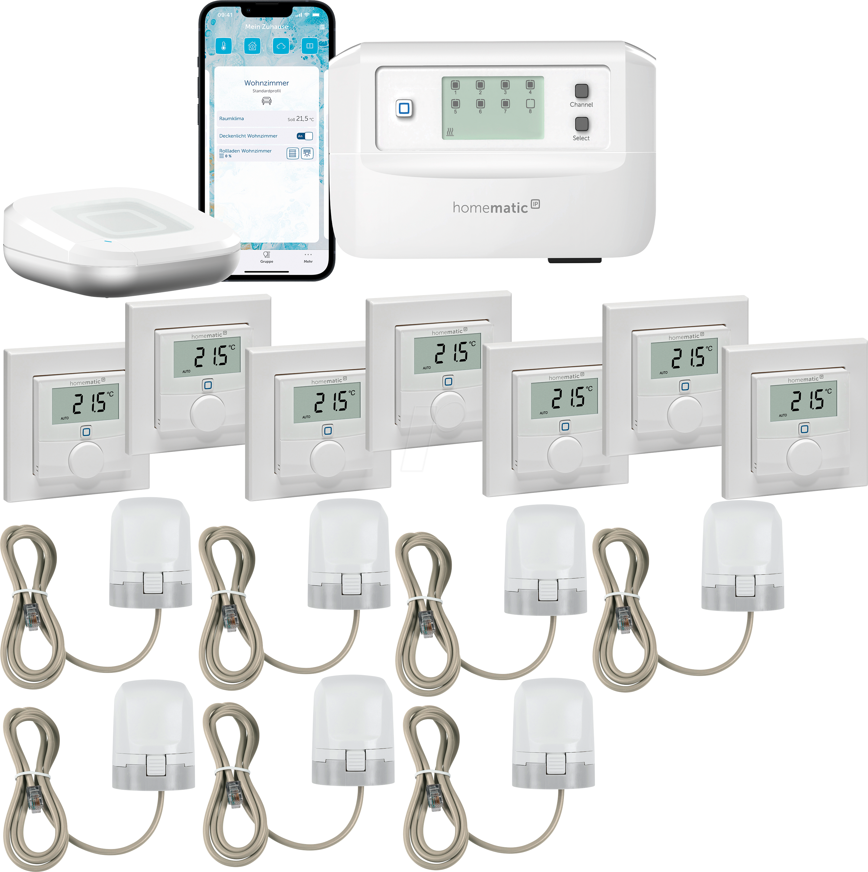 HMIP HAP2-FBHZ-7 - Starter Set smarte Fußbodenheizung für 7 Räume