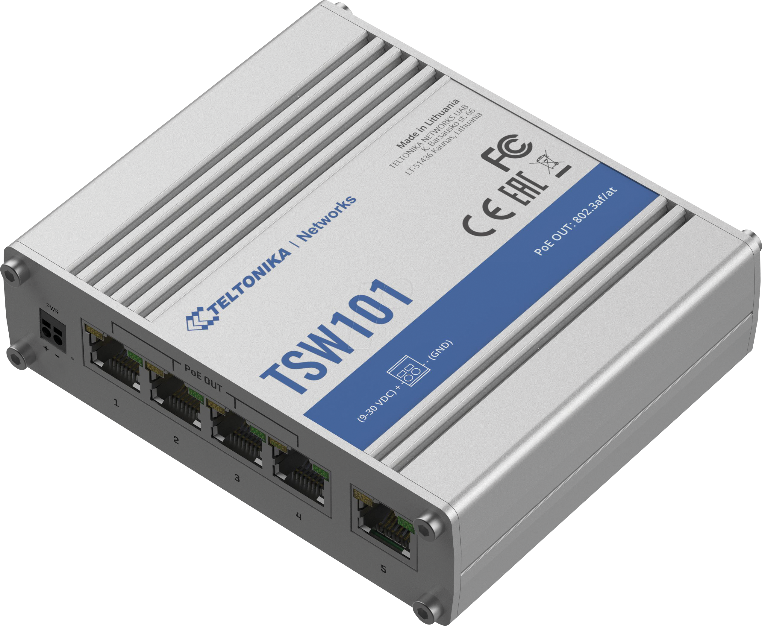 TELTONIKA TSW101 - Switch, 5-Port, Gigabit Ethernet, PoE+