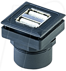 OKJ 2USB - Doppel USB-Buchse auf Kabelstecker - Typ A, schwarz