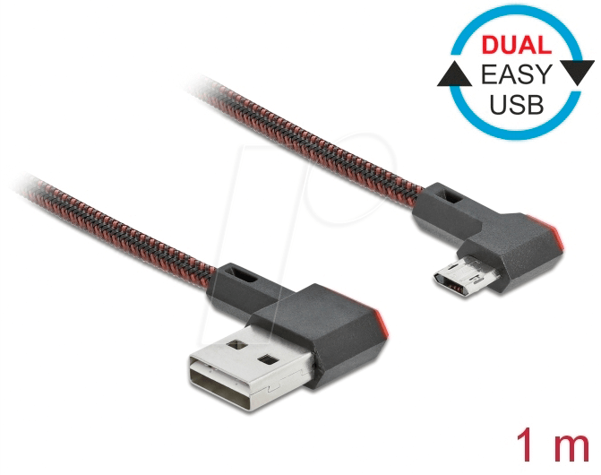 DELOCK 85271 - Dual Easy USB 2.0 Kabel, A St. auf micro B St,, gew., 1,0 m
