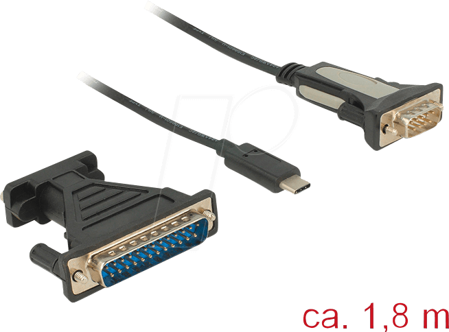 DELOCK 62904 - USB C Stecker > Seriell 1x 9 Pin + 25 Pin Adapter FTDI