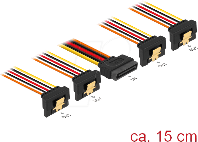 DELOCK 60166 - SATA 15 Pin Stecker > SATA 15 Pin Buchse 4 x unten 90° 15 cm