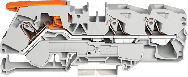 WAGO 2116-1301 - 3-Leiter-Durchgangsklemme, CAGE CLAMP® 16 mm², grau
