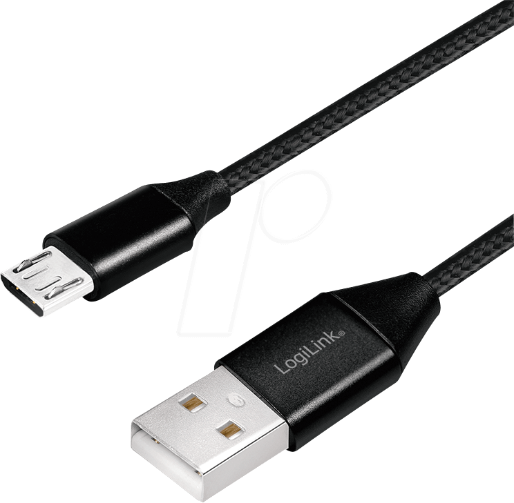 LOGILINK CU0143 - Sync- & Ladekabel, USB-A -> micro-B, 0,3 m, Baumw., schwarz