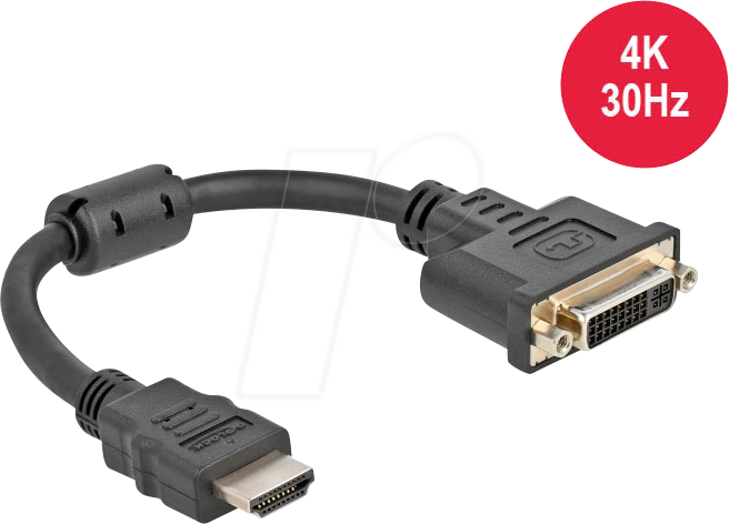 DELOCK 65206 - HDMI Stecker zu DVI 24+5 Buchse 4K 30 Hz, 20 cm
