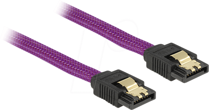 DELOCK 83690 - Kabel SATA 6Gb/s 30cm violett ge/ge Metall