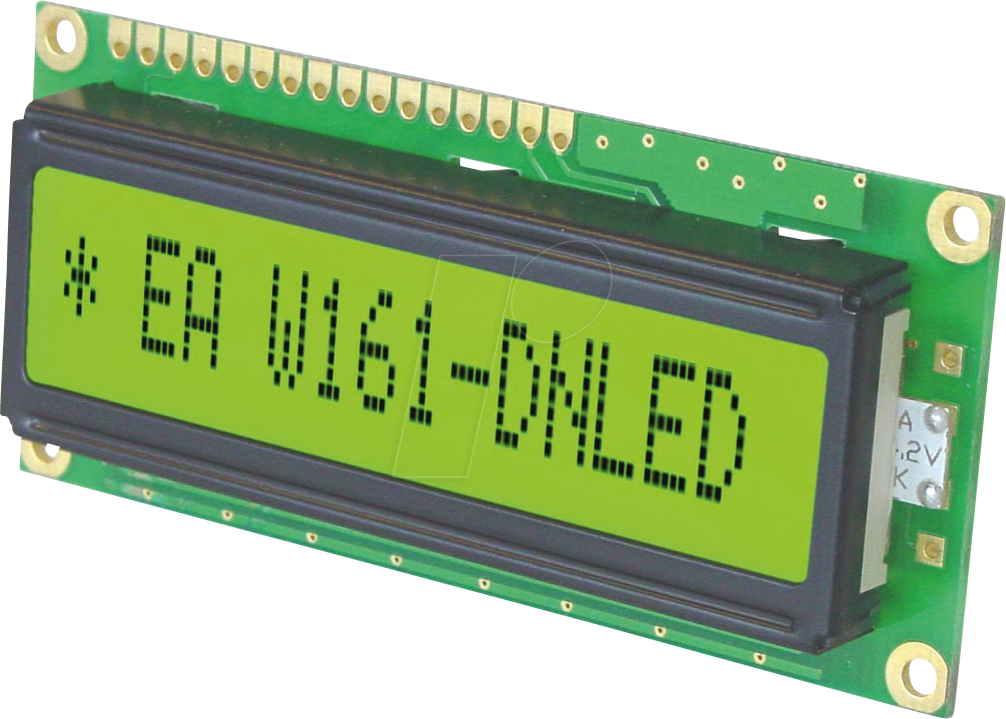 LCD-PM 1X16-7 A - LCD-Modul, 1x16, H:6,6mm, ge/gn, m.Bel.