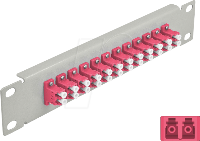 DELOCK 66790 - LWL Patchpanel, 10'', 12-Port, LC Duplex, 1HE, grau
