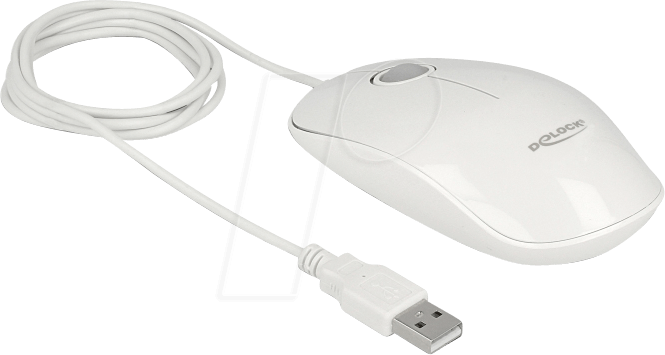 DELOCK 12537 - Maus (Mouse), Kabel, USB, weiß