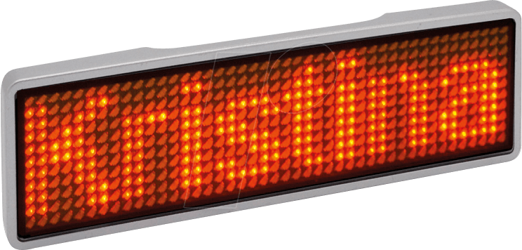 LED NAME SI OR - LED Name Tag, 11x44 Pixel, USB, Rahmen silber, LED orange