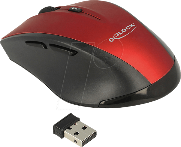 DELOCK 12493 - Maus (Mouse), Funk, schwarz/rot