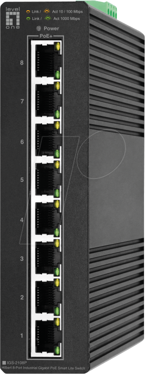 LEVELONE IG2108P - Switch, 8-Port, Gigabit Ethernet, PoE+
