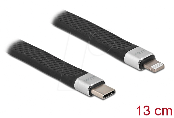 DELOCK 86941 - Sync- & Ladekabel, USB C -> Lightning, 13 cm, flach