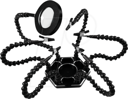 MCP 1533792 - Platinenhalter, mit 5 Klemmen, Lupe, sehr flexibel, helfende Han