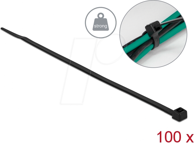 DELOCK 19561 - Kabelbinder hohe Zugfestigkeit L 300 x B 4,8 mm schwarz 100 Stk