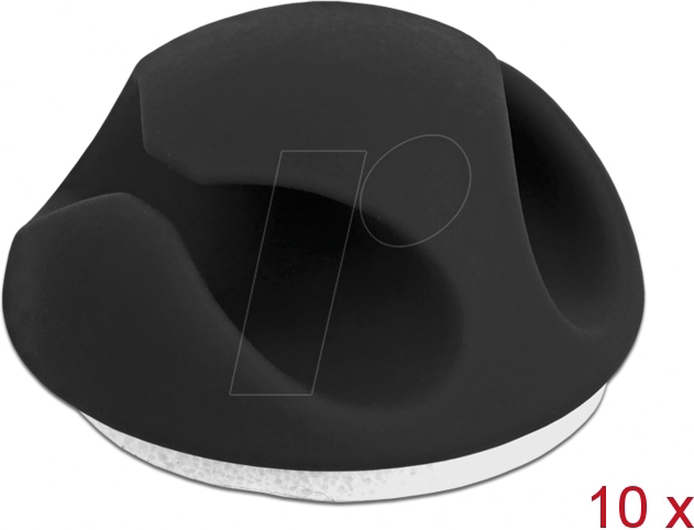 DELOCK 18345 - Kabelhalter Mini mit 2 Durchführungen Set 10 Stück schwarz