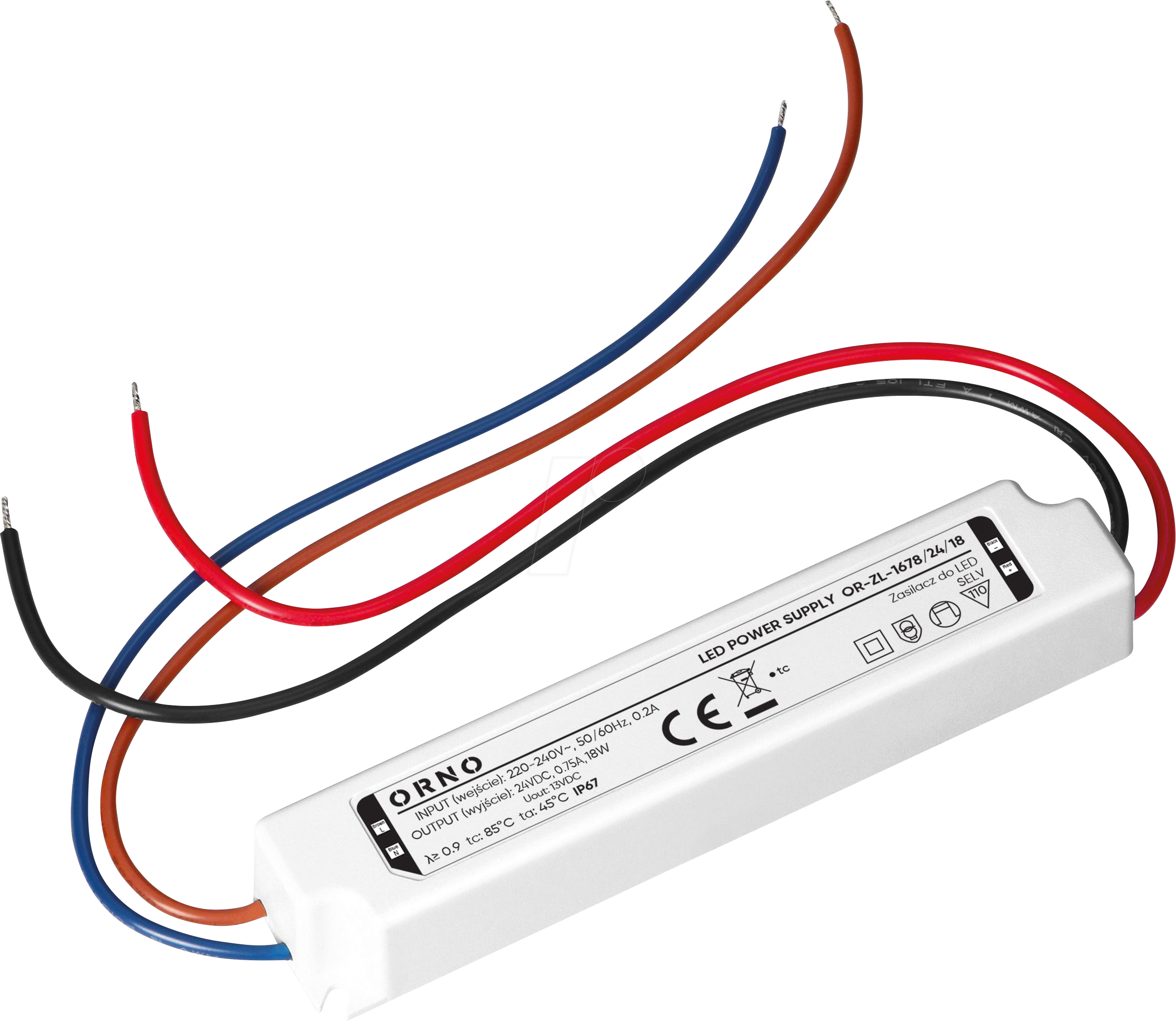 ORNO ZL-16782418 - LED-Netzteil, 18 W, 24 V, 0,75 A, IP67