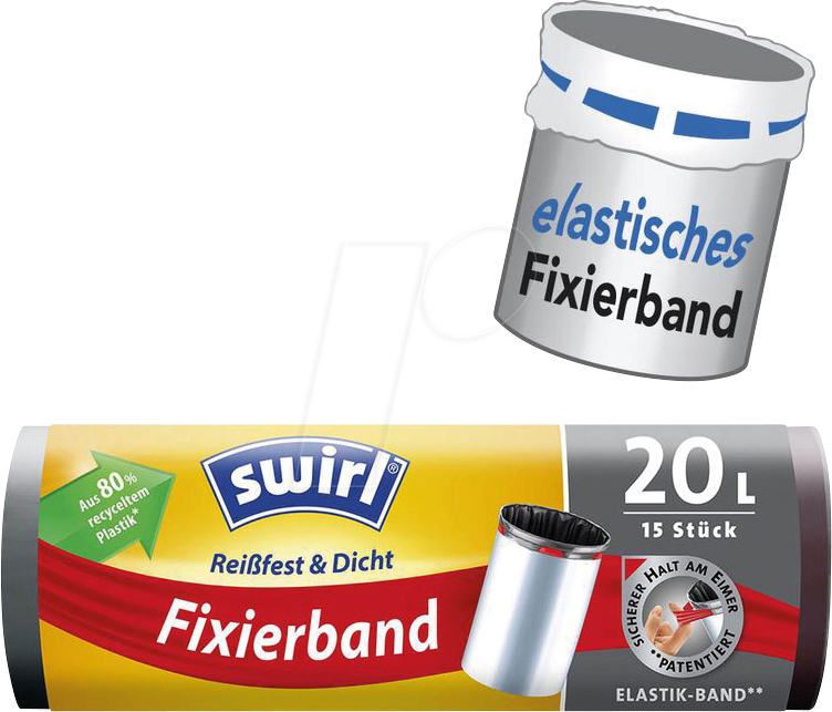 SWIRL 4695 - Swirl Müllbeutel, Fixierband 15 Stk, 20 Liter